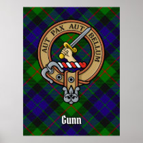 Clan Gunn Crest over Tartan Poster