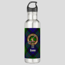 Clan Gunn Crest over Tartan Stainless Steel Water Bottle
