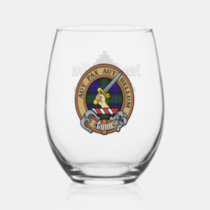 Clan Gunn Crest over Tartan Stemless Wine Glass