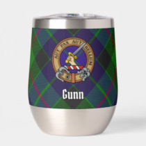 Clan Gunn Crest over Tartan Thermal Wine Tumbler