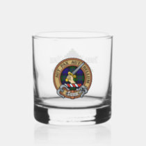 Clan Gunn Crest over Tartan Whiskey Glass