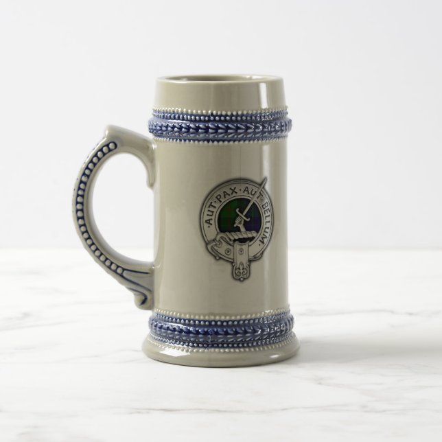 Clan Gunn Crest & Tartan Beer Stein (Left)