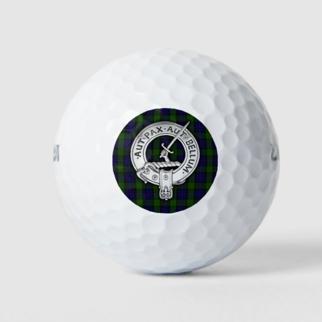 Clan Gunn Crest & Tartan Golf Balls (Front)