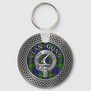 Clan Gunn Crest & Tartan Knot Keychain