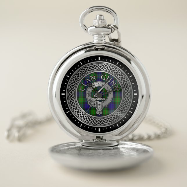 Clan Gunn Crest & Tartan Knot Pocket Watch (Inside)