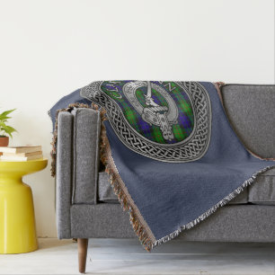 Clan Gunn Crest & Tartan Knot Throw Blanket