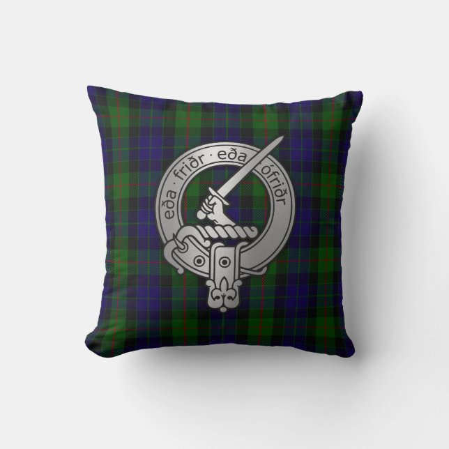 Clan Gunn Crest & Tartan - Old Norse Throw Pillow (Front)