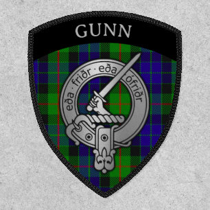 Clan Gunn Crest & Tartan Shield Patch