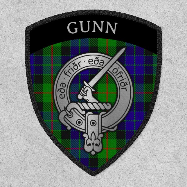 Clan Gunn Crest & Tartan Shield Patch (Front)