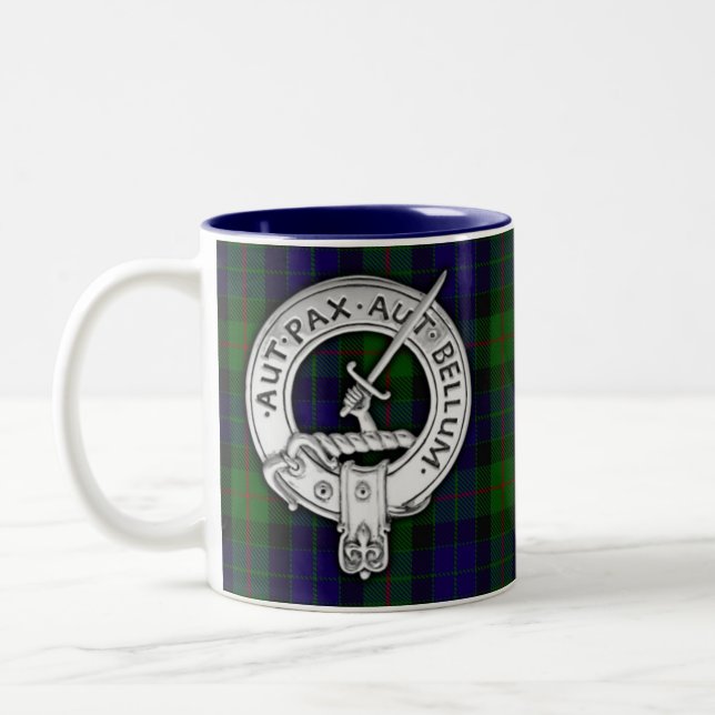 Clan Gunn Crest & Tartan Two-Tone Coffee Mug (Left)