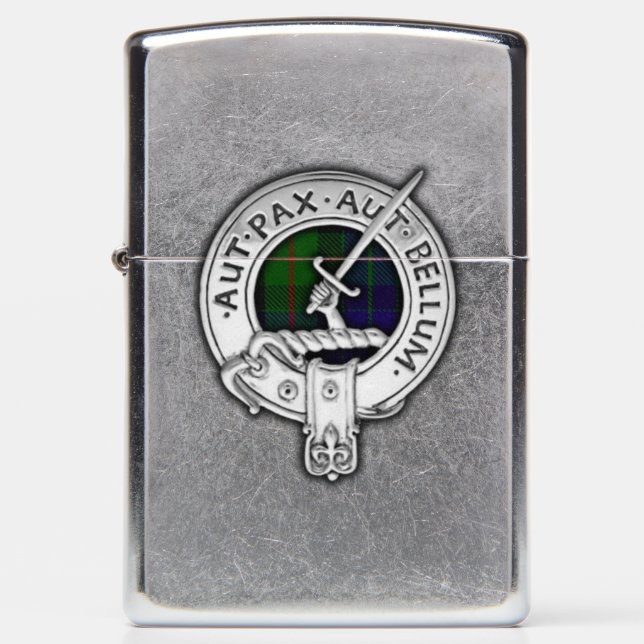 Clan Gunn Crest & Tartan Zippo Lighter (Front)