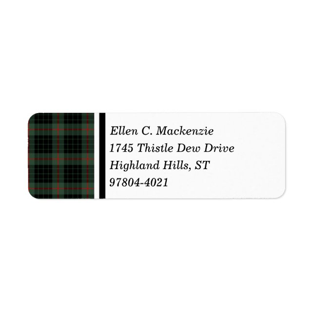 Clan Gunn Dark Green and Black Scottish Tartan Label (Front)
