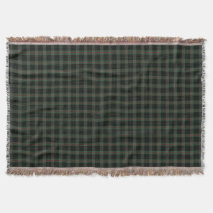 Clan Gunn Dark Green and Black Scottish Tartan Throw Blanket