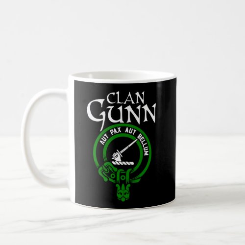 Clan Gunn Scottish Tartan Design On Back And Left  Coffee Mug