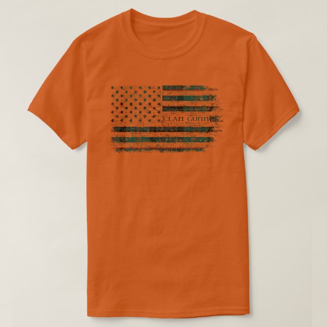 Clan Gunn Scottish tartan US flag kilt Scotland 2 T-Shirt (Design Front)