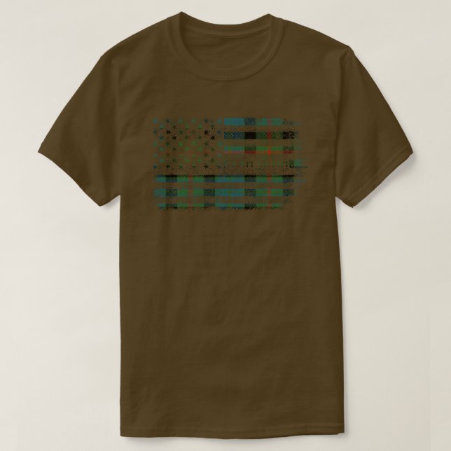 Clan Gunn Scottish tartan US flag kilt Scotland T-Shirt (Design Front)