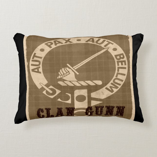 Clan Gunn Sepia Accent Pillow (Front)
