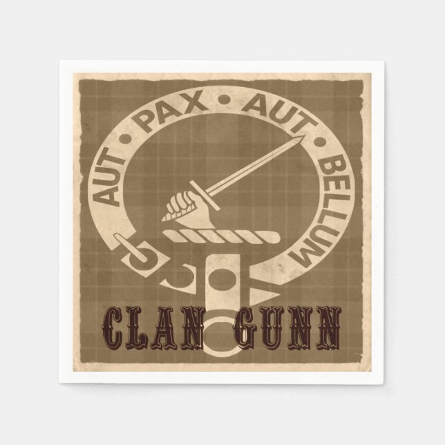 Clan Gunn Sepia Paper Napkins (Front)