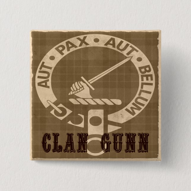 Clan Gunn Sepia Pinback Button (Front)