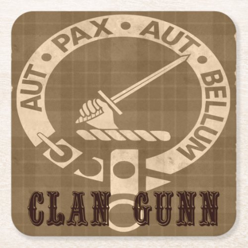 Clan Gunn Sepia Square Paper Coaster