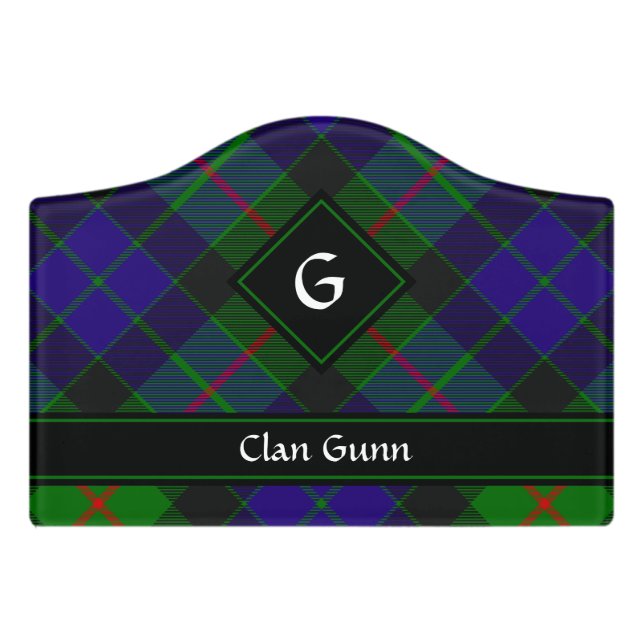 Clan Gunn Tartan Door Sign (Small Crest Front)