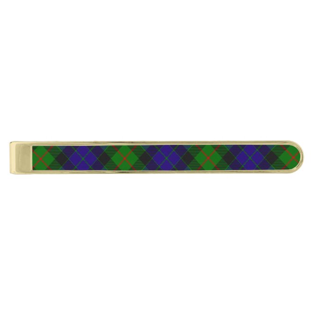 Clan Gunn Tartan Gold Finish Tie Bar (Front)