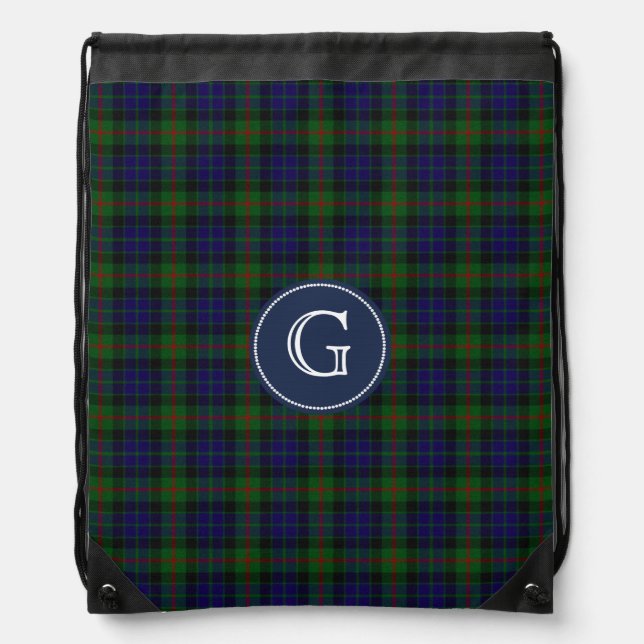 Clan Gunn Tartan Plaid Monogram Backpack (Front)