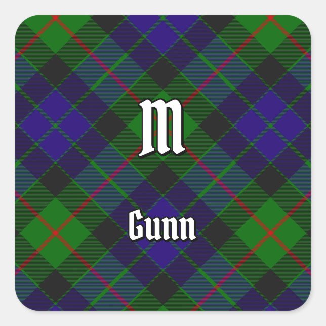 Clan Gunn Tartan Square Sticker (Front)