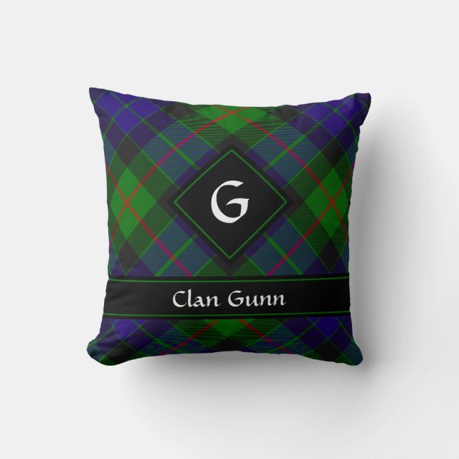 Clan Gunn Tartan Throw Pillow (Front)