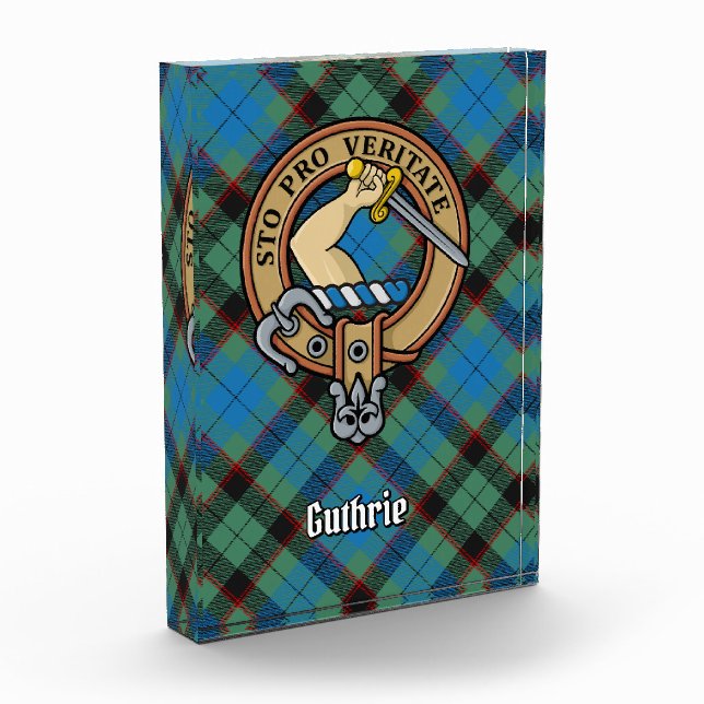 Clan Guthrie Crest over Tartan Acrylic Award (Left)
