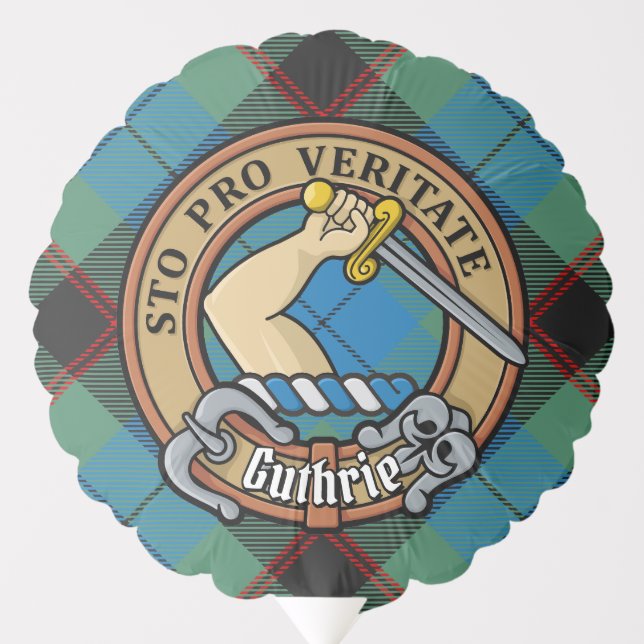 Clan Guthrie Crest over Tartan Balloon (Front)