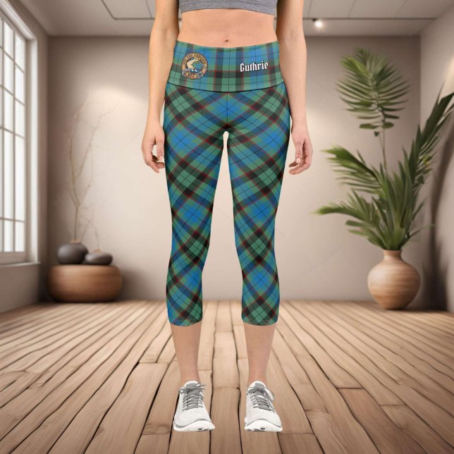 Clan Guthrie Crest over Tartan Capri Leggings (Creator Uploaded)