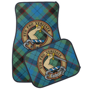 Clan Guthrie Crest over Tartan Car Floor Mat