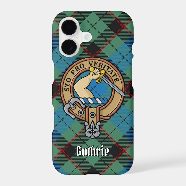 Clan Guthrie Crest over Tartan Case-Mate iPhone Case (Back)