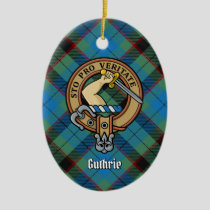 Clan Guthrie Crest over Tartan Ceramic Ornament