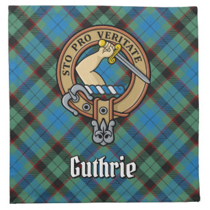 Clan Guthrie Crest over Tartan Cloth Napkin