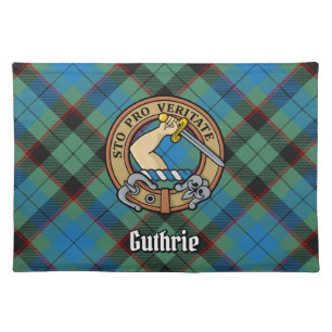 Clan Guthrie Crest over Tartan Cloth Placemat