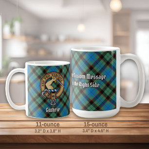Clan Guthrie Crest over Tartan Coffee Mug