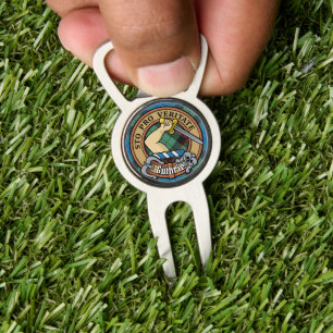 Clan Guthrie Crest over Tartan Divot Tool