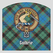 Clan Guthrie Crest over Tartan Door Sign