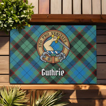 Clan Guthrie Crest over Tartan Doormat