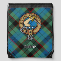 Clan Guthrie Crest over Tartan Drawstring Bag