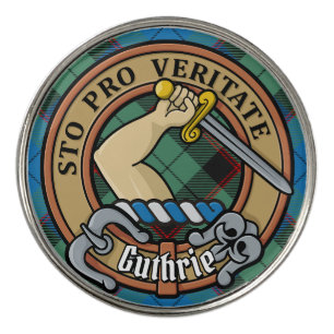 Clan Guthrie Crest over Tartan Golf Ball Marker