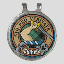 Clan Guthrie Crest over Tartan Golf Hat Clip
