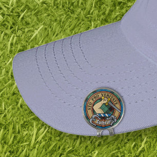 Clan Guthrie Crest over Tartan Golf Hat Clip
