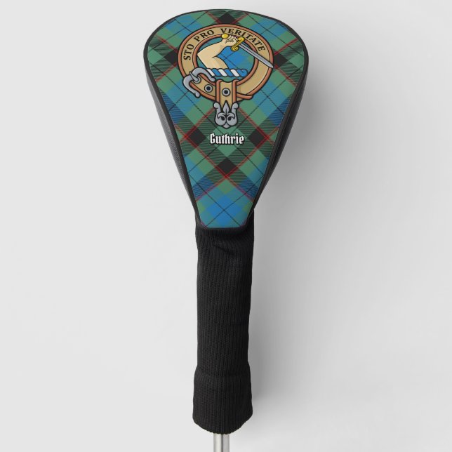 Clan Guthrie Crest over Tartan Golf Head Cover (Front)