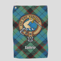 Clan Guthrie Crest over Tartan Golf Towel