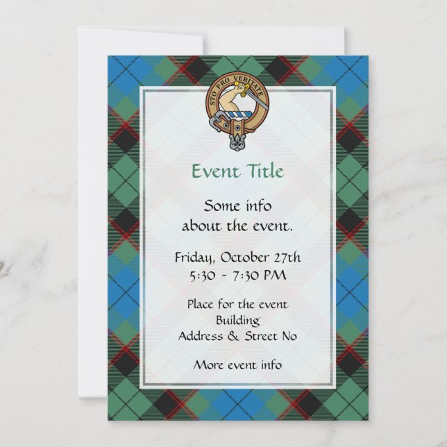 Clan Guthrie Crest over Tartan Invitation (Front)