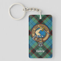 Clan Guthrie Crest over Tartan Keychain