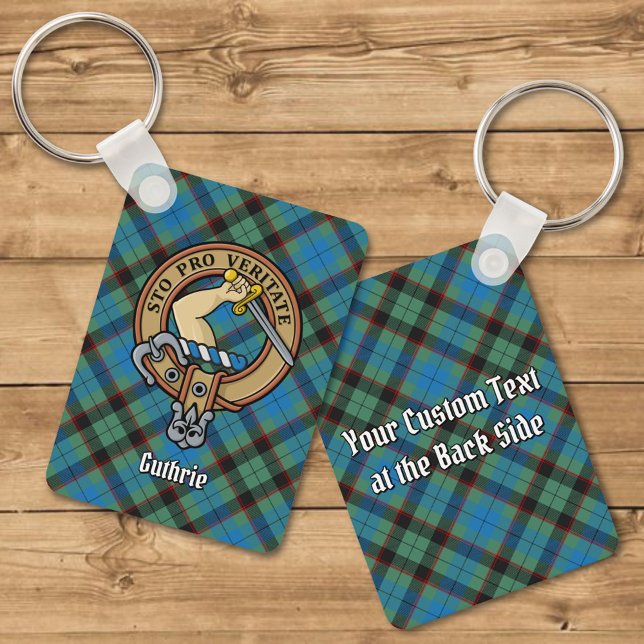 Clan Guthrie Crest over Tartan Keychain (Creator Uploaded)